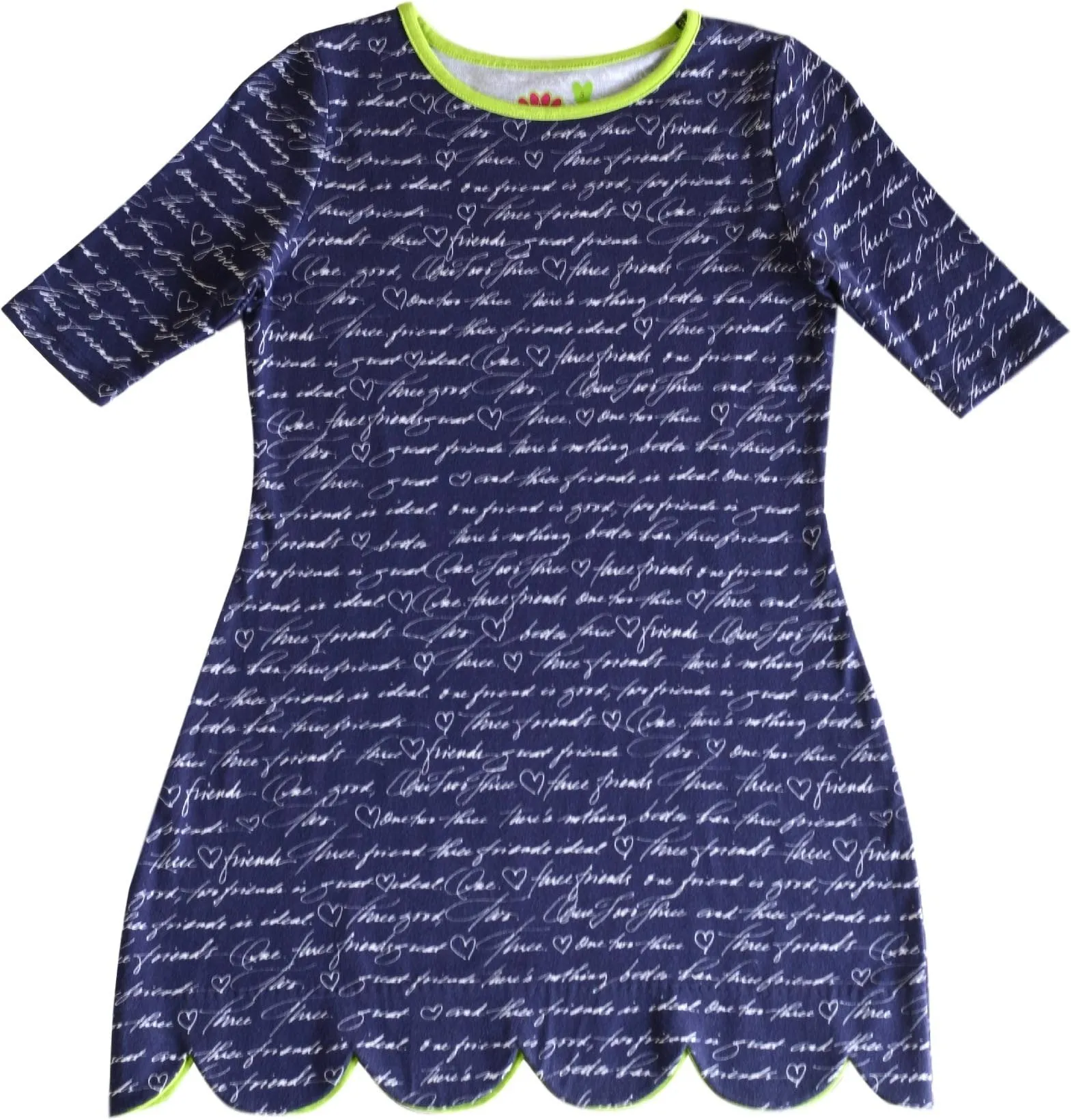 Abby Dress Navy Script