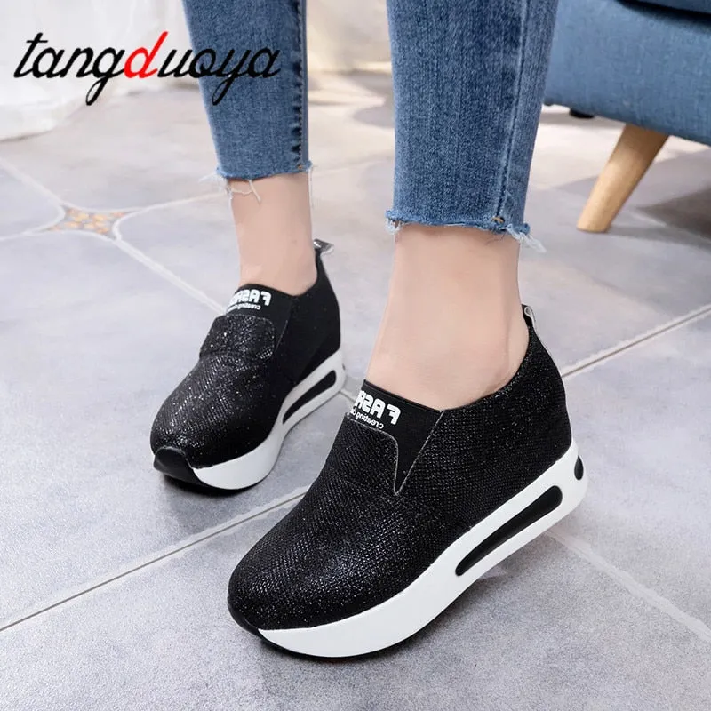 Amozae platform shoes Flat Shoes women Slip On Casual Platform Shoes women winter women's casual shoes leather shoes slip on sneakers A7