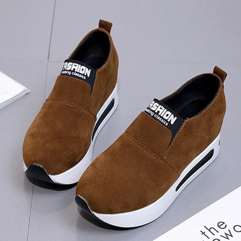 Amozae platform shoes Flat Shoes women Slip On Casual Platform Shoes women winter women's casual shoes leather shoes slip on sneakers A7