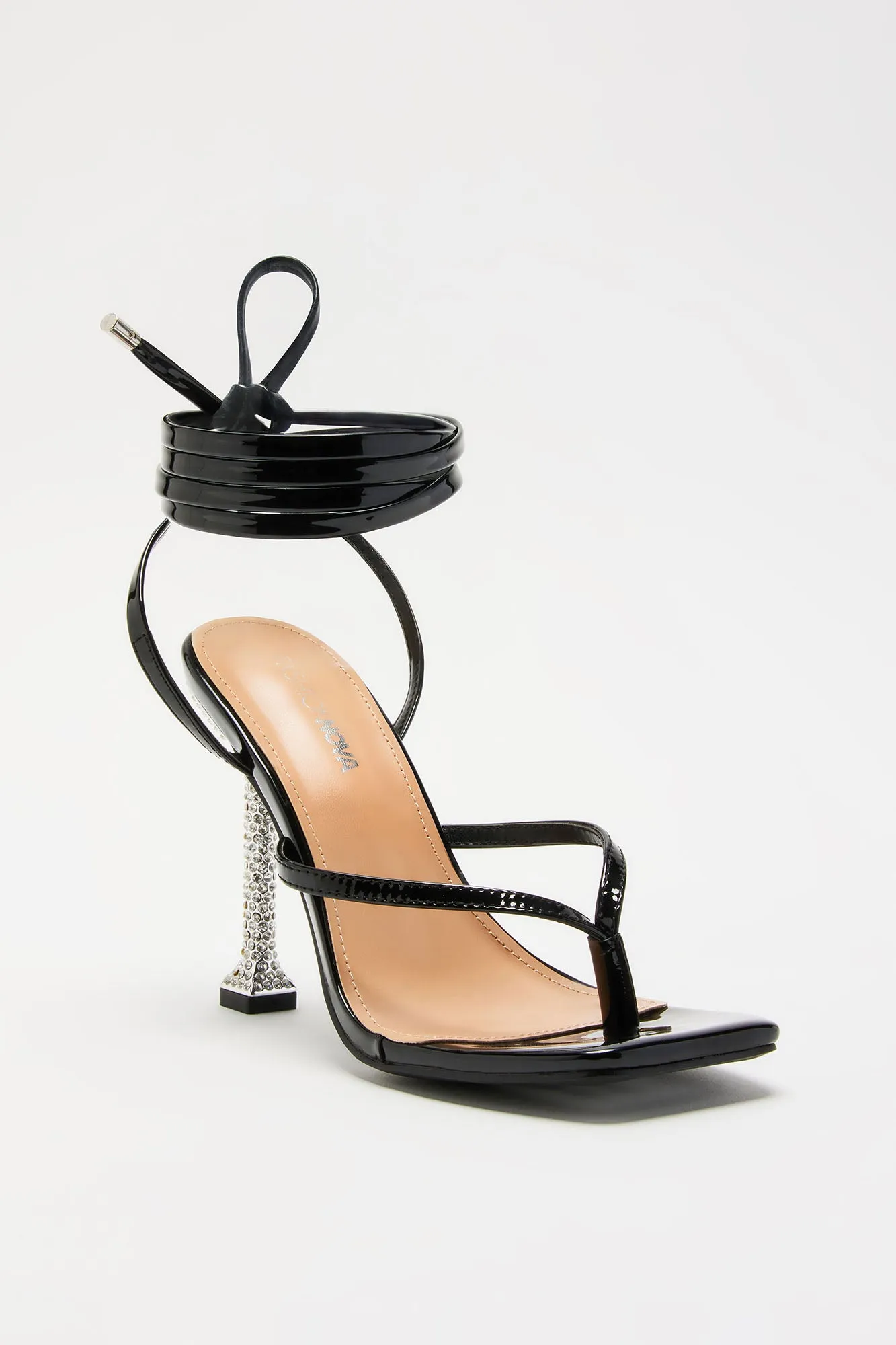 Analise Wrap Up Heeled Sandals - Black