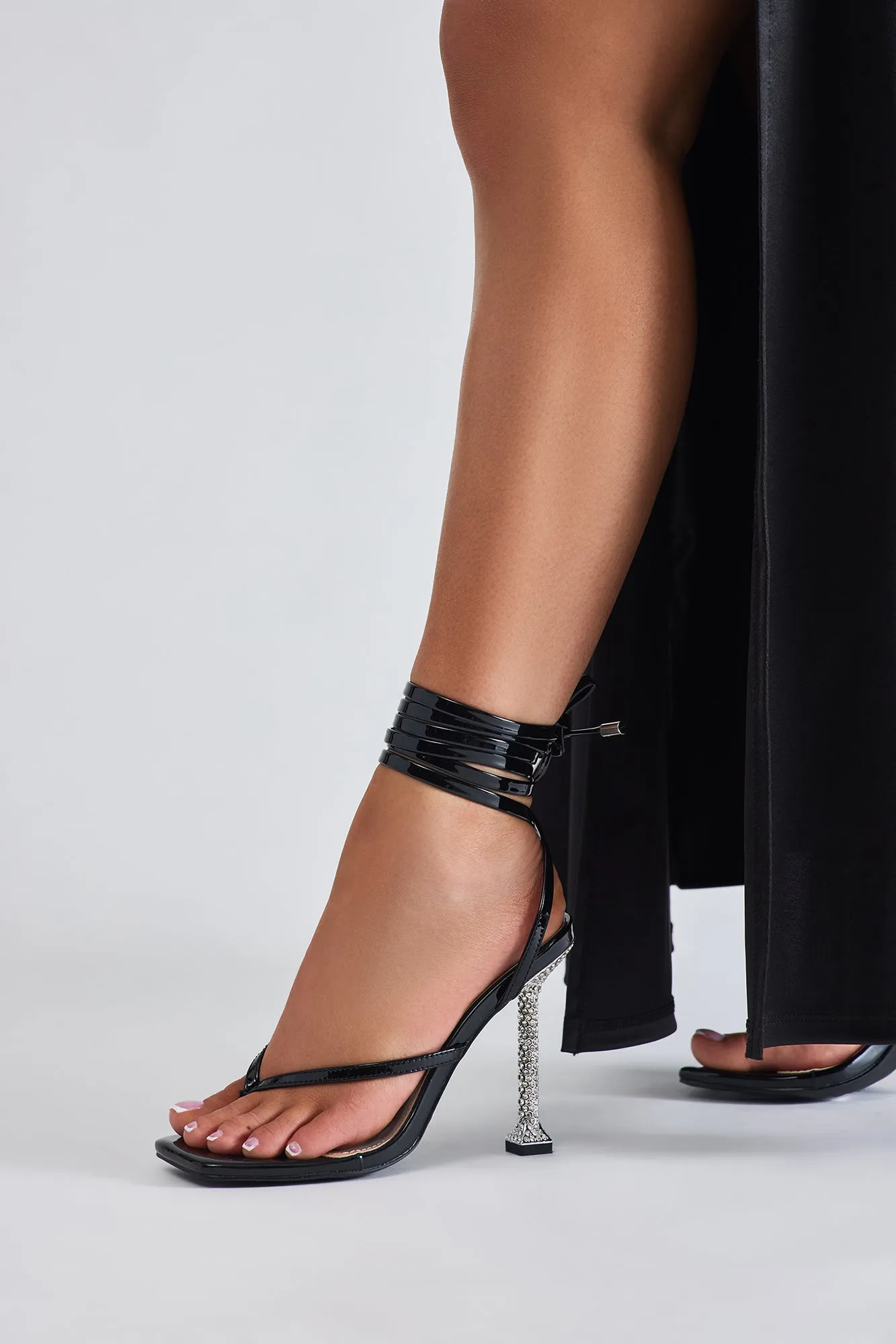 Analise Wrap Up Heeled Sandals - Black