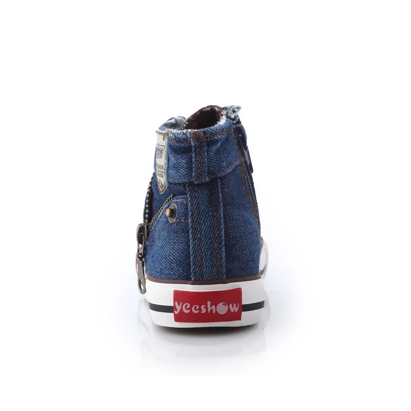 Baby shoes spring Kids canvas small Washable Denim High Top Shoes Gift