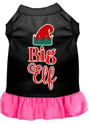 Big Elf Screen Print Dog Dress Black With Bright Pink Sm