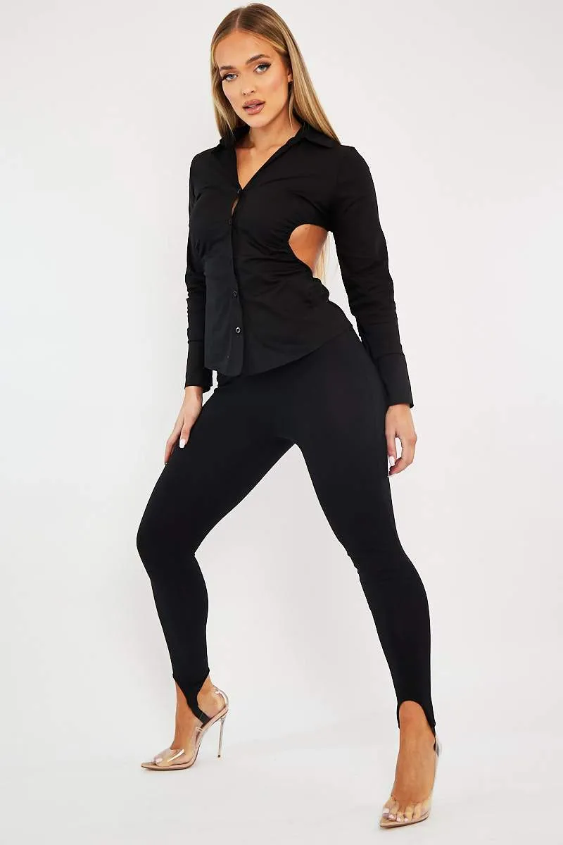 Black Backless Cut Out Shirt - Maja