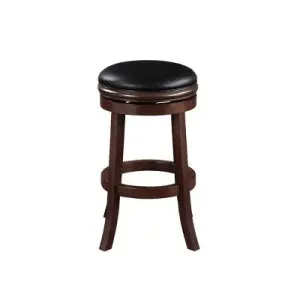 Boraam 29" Backless Barstool Cappuccino: Faux Leather, Swivel Seat, Wood Legs, 300 lbs Capacity