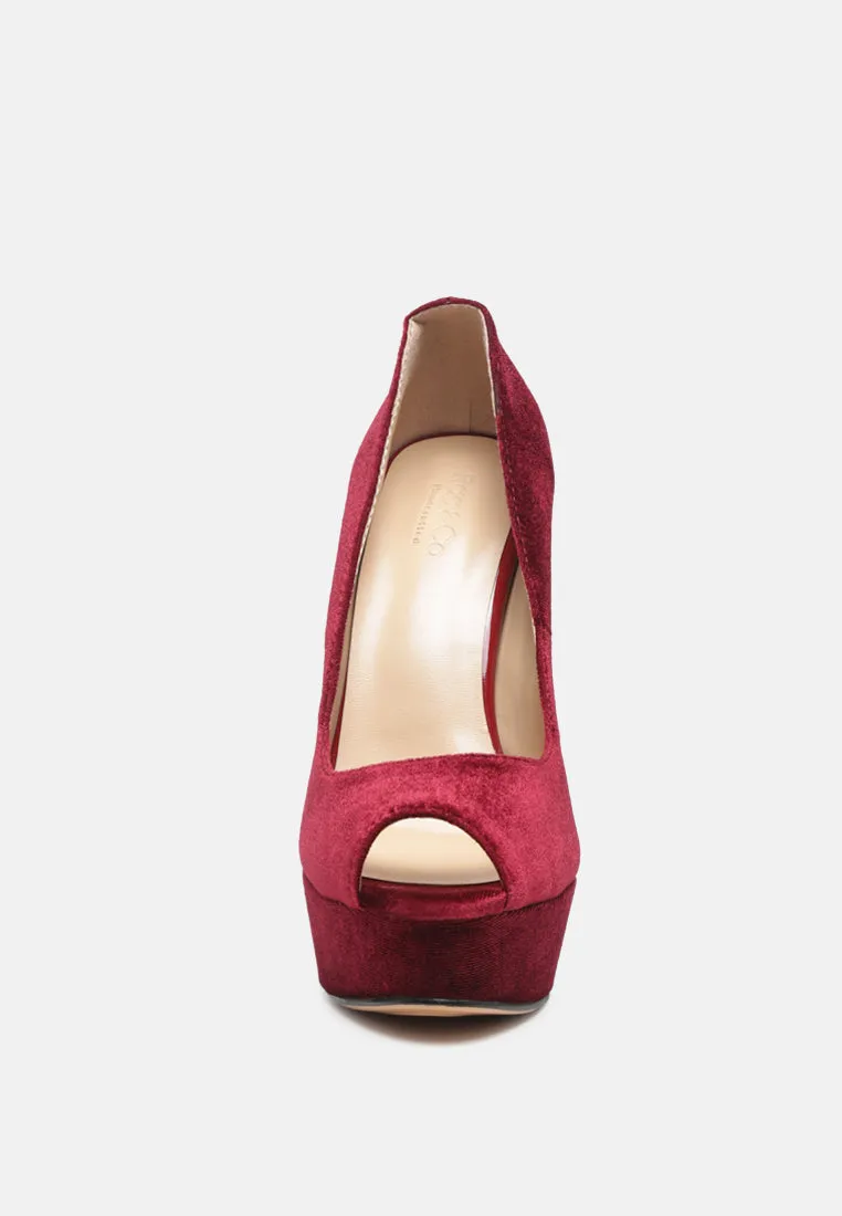 BRIELLE Peep Toe Stiletto Sandals In Burgundy