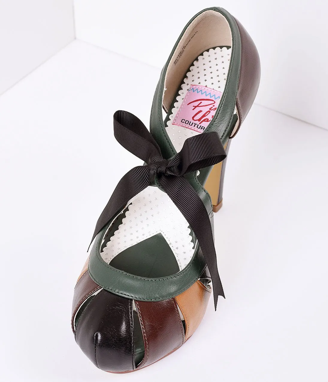 Brown Multicolor Faux Leather Platform Heel