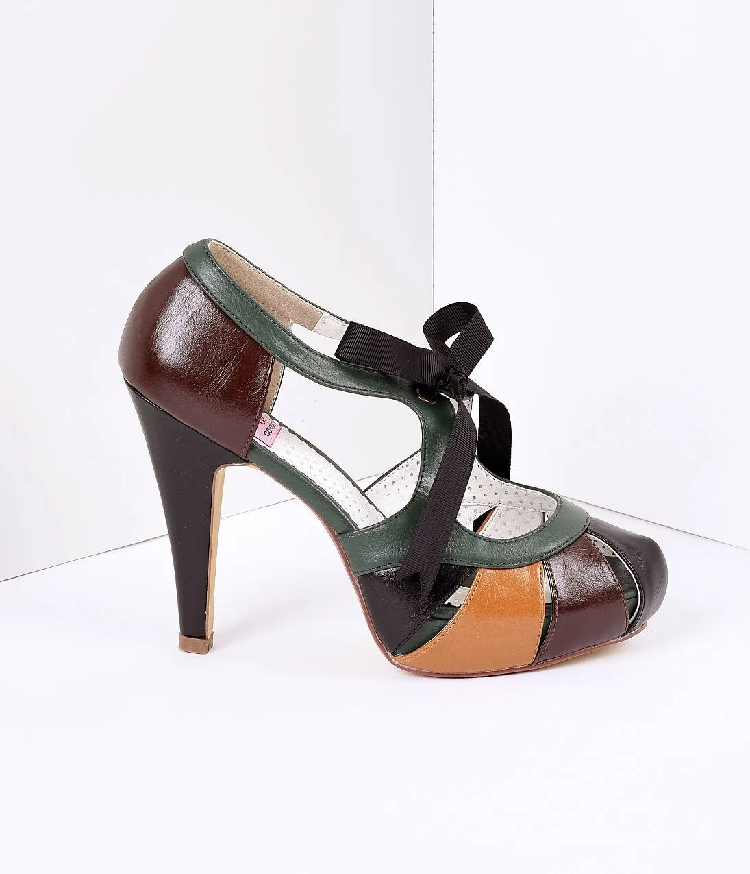 Brown Multicolor Faux Leather Platform Heel