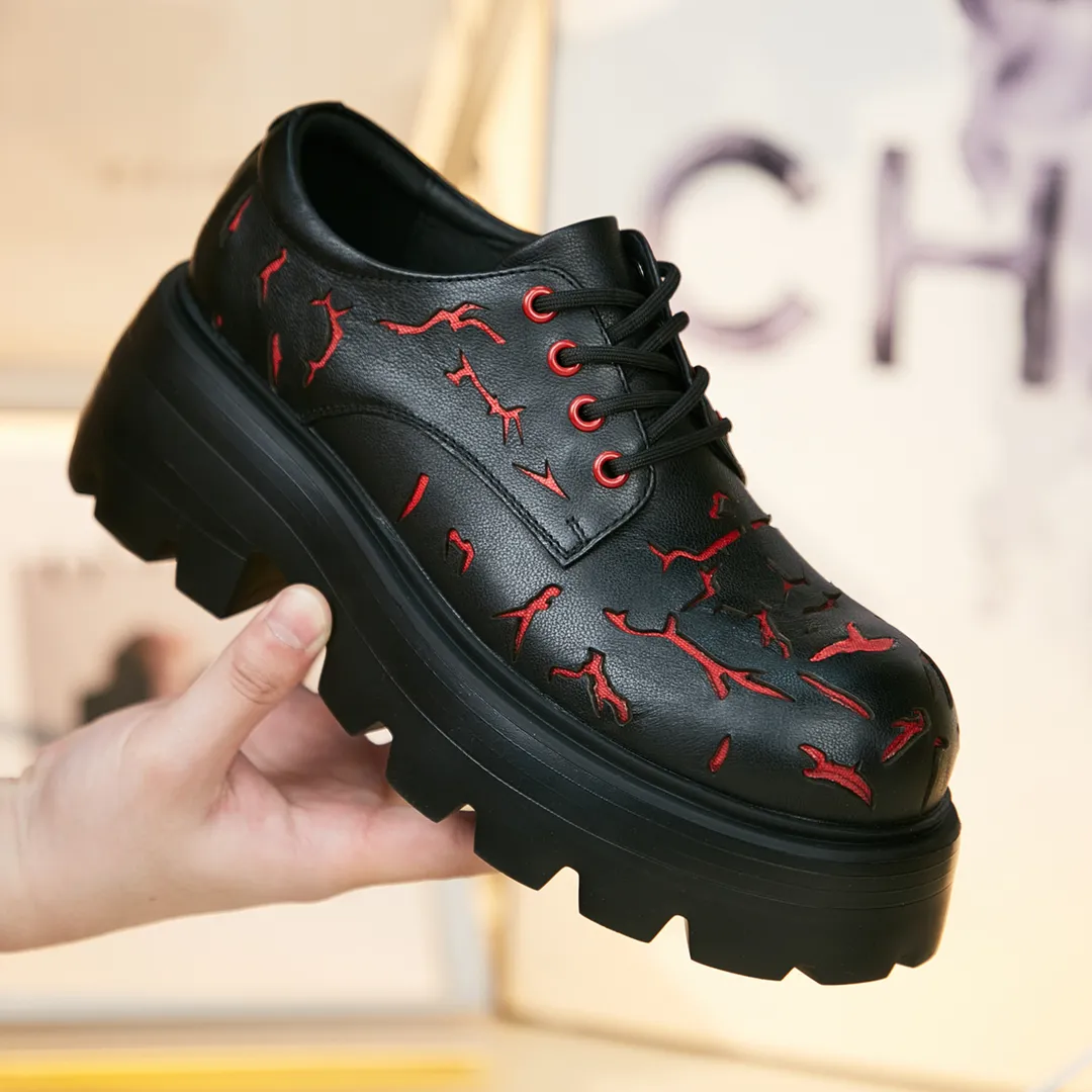 Burst Crack Platform Leather Shoes