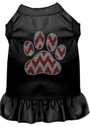 Candy Cane Chevron Paw Rhinestone Dog Dress Black Sm (10)