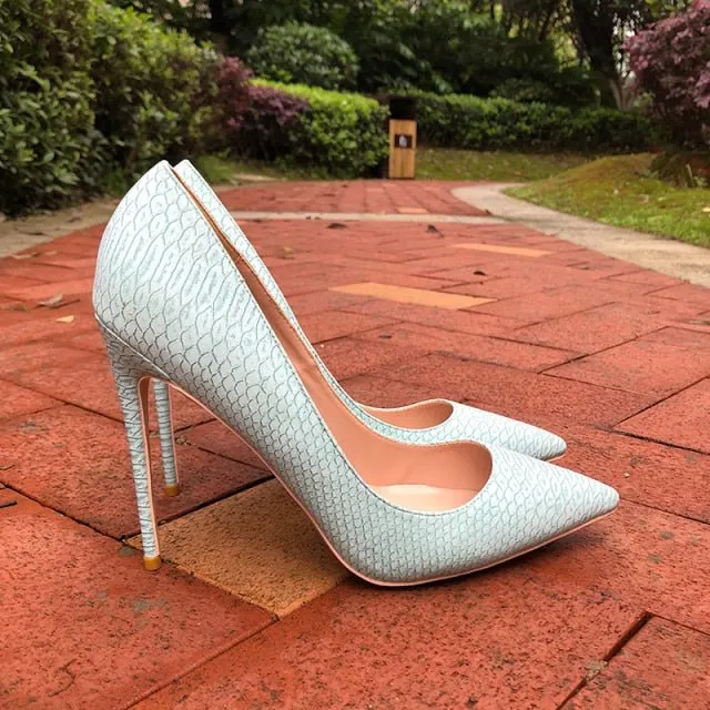 Chic CrocLuxe Pointed Toe Slip-on Stiletto Pumps