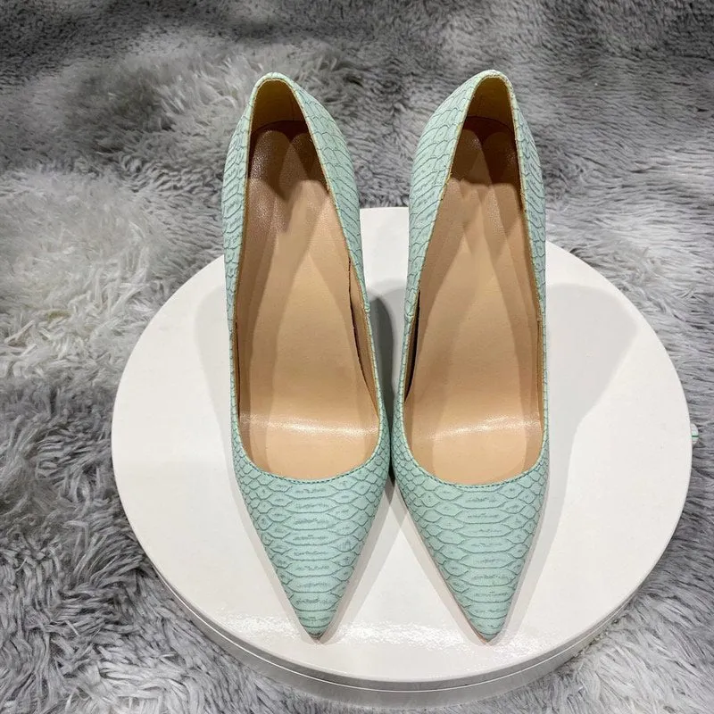 Chic CrocLuxe Pointed Toe Slip-on Stiletto Pumps