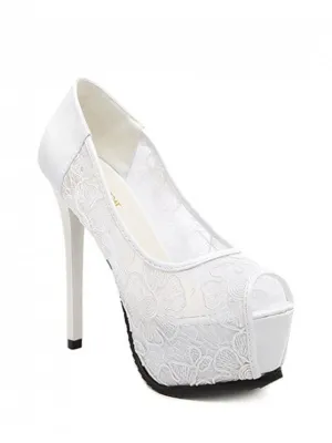 Cute Lace Platform Stiletto Heel Peep Toe Shoes