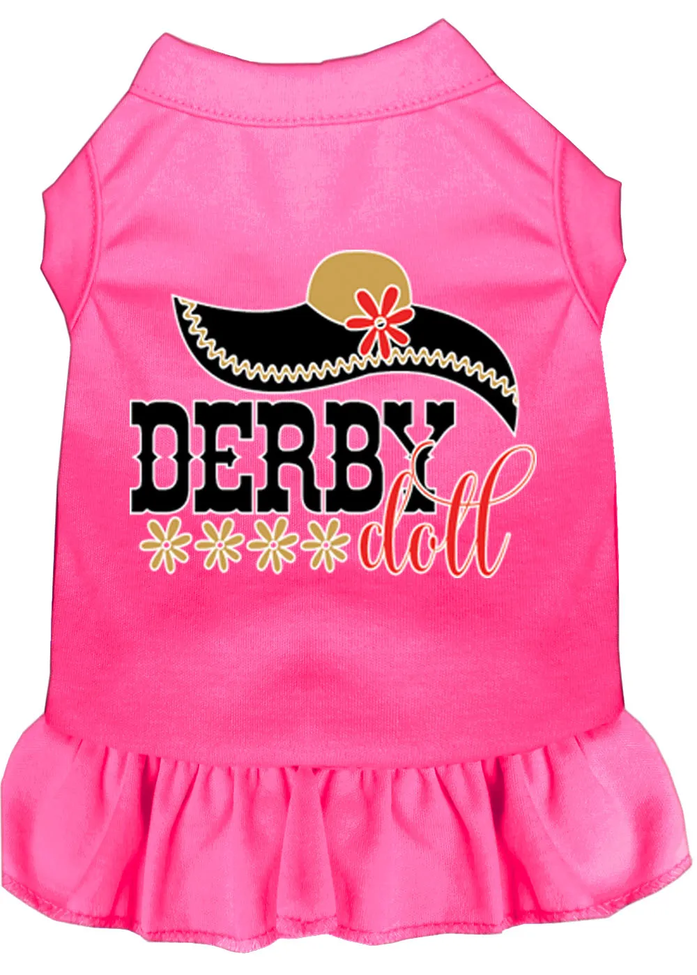 Derby Doll Screen Print Dog Dress Bright Pink Lg (14)