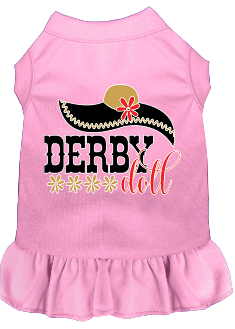 Derby Doll Screen Print Dog Dress Light Pink Med (12)