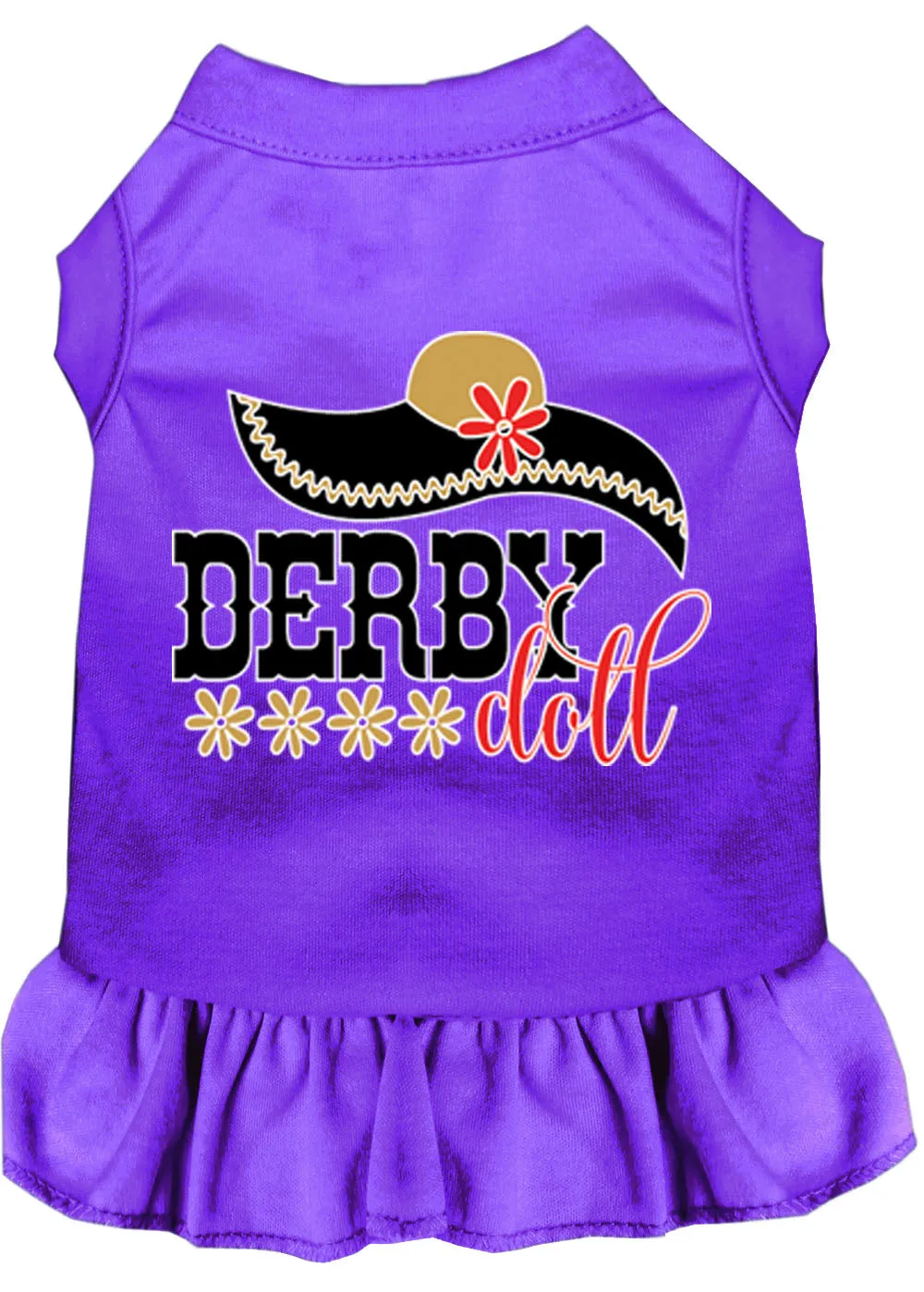 Derby Doll Screen Print Dog Dress Purple Sm (10)