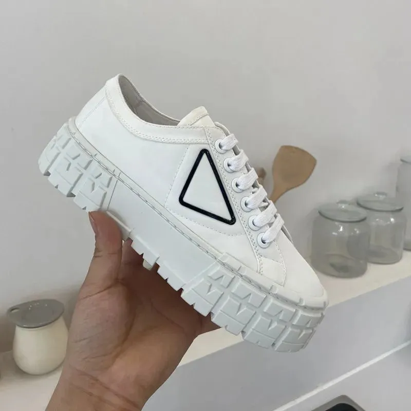 Double Wheel Nylon Gabardine Sneaker shoes Chunky Lightweight Sole Shoes For Women White Blue Desert Beige Platform Canvas p Sneakers Inspired