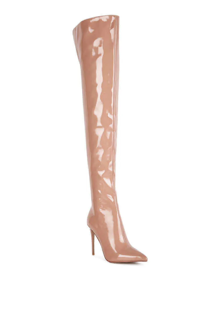 eclectic patent pu long stiletto boots