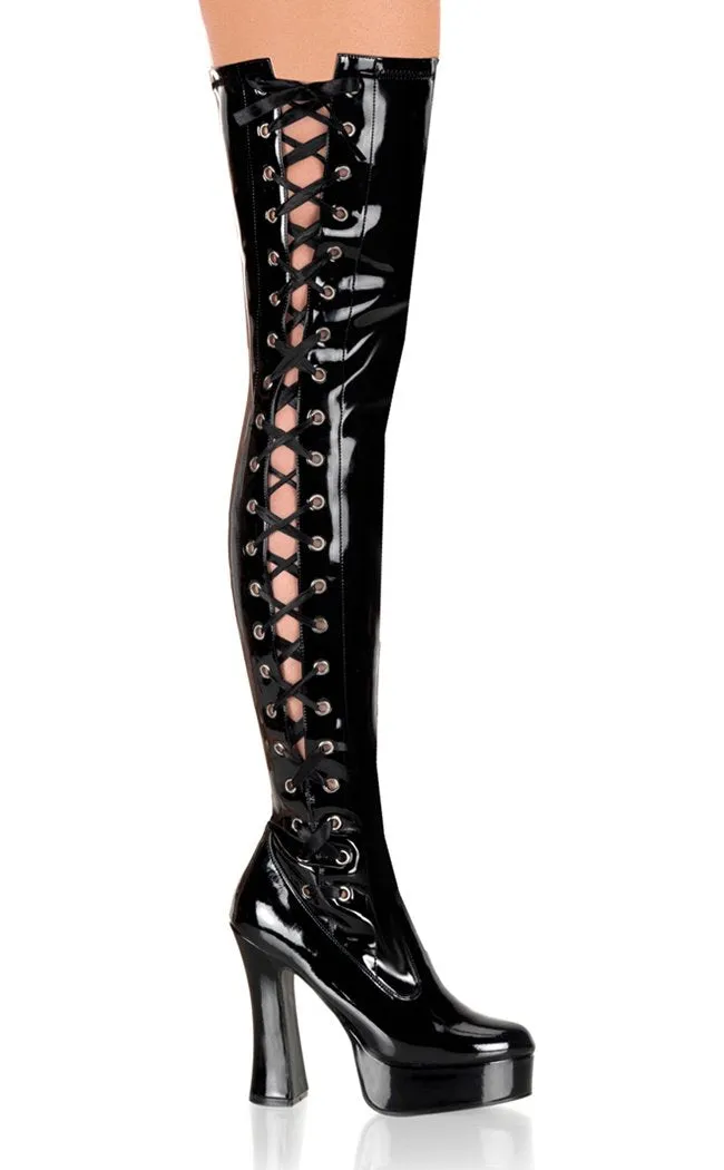 ELECTRA-3050 Black Thigh High Boots