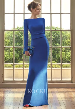 Elegant Backless Long sleeves Sheath Cocktail Mother of the Bride Dress