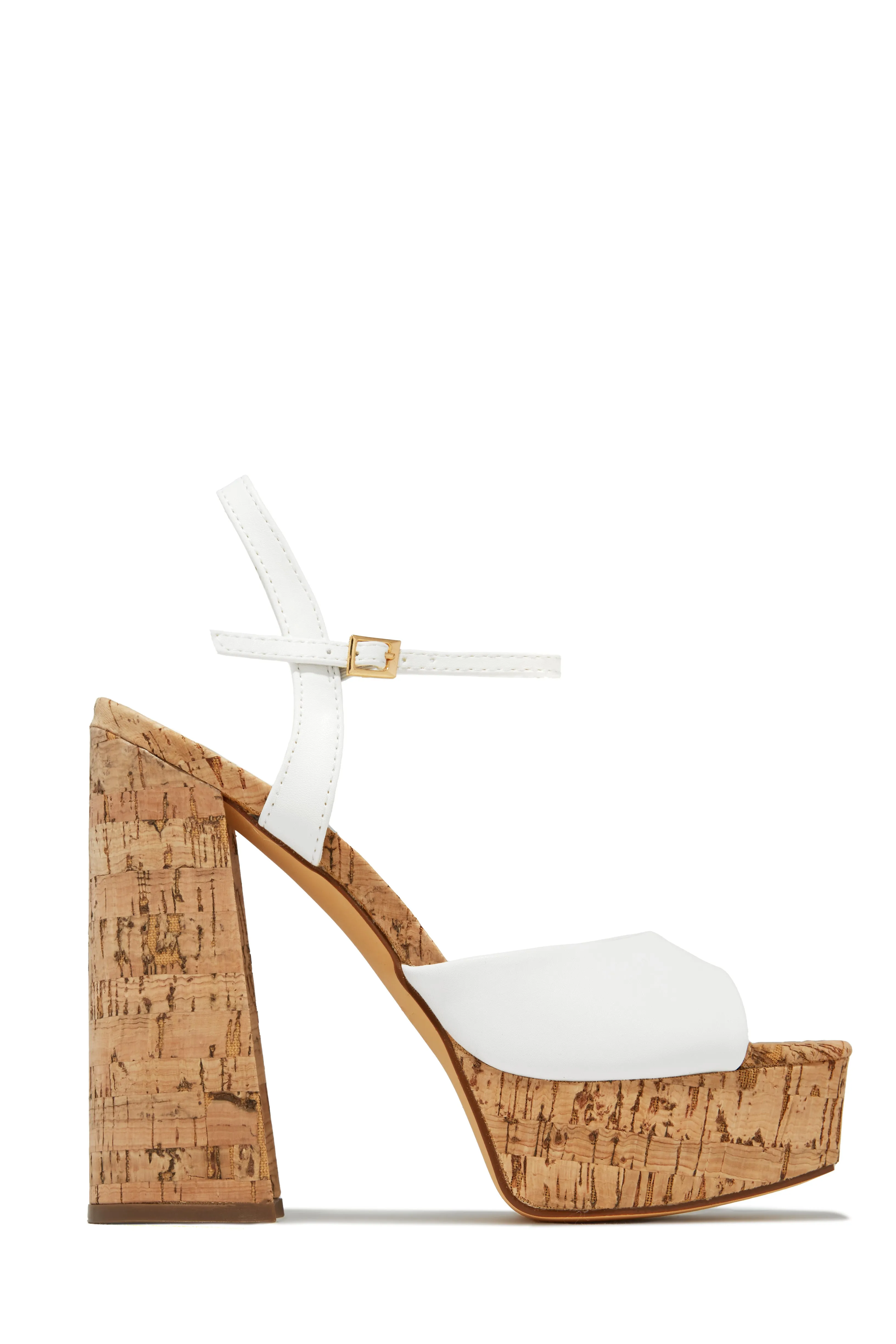 Elyna Platform Block Heels - White