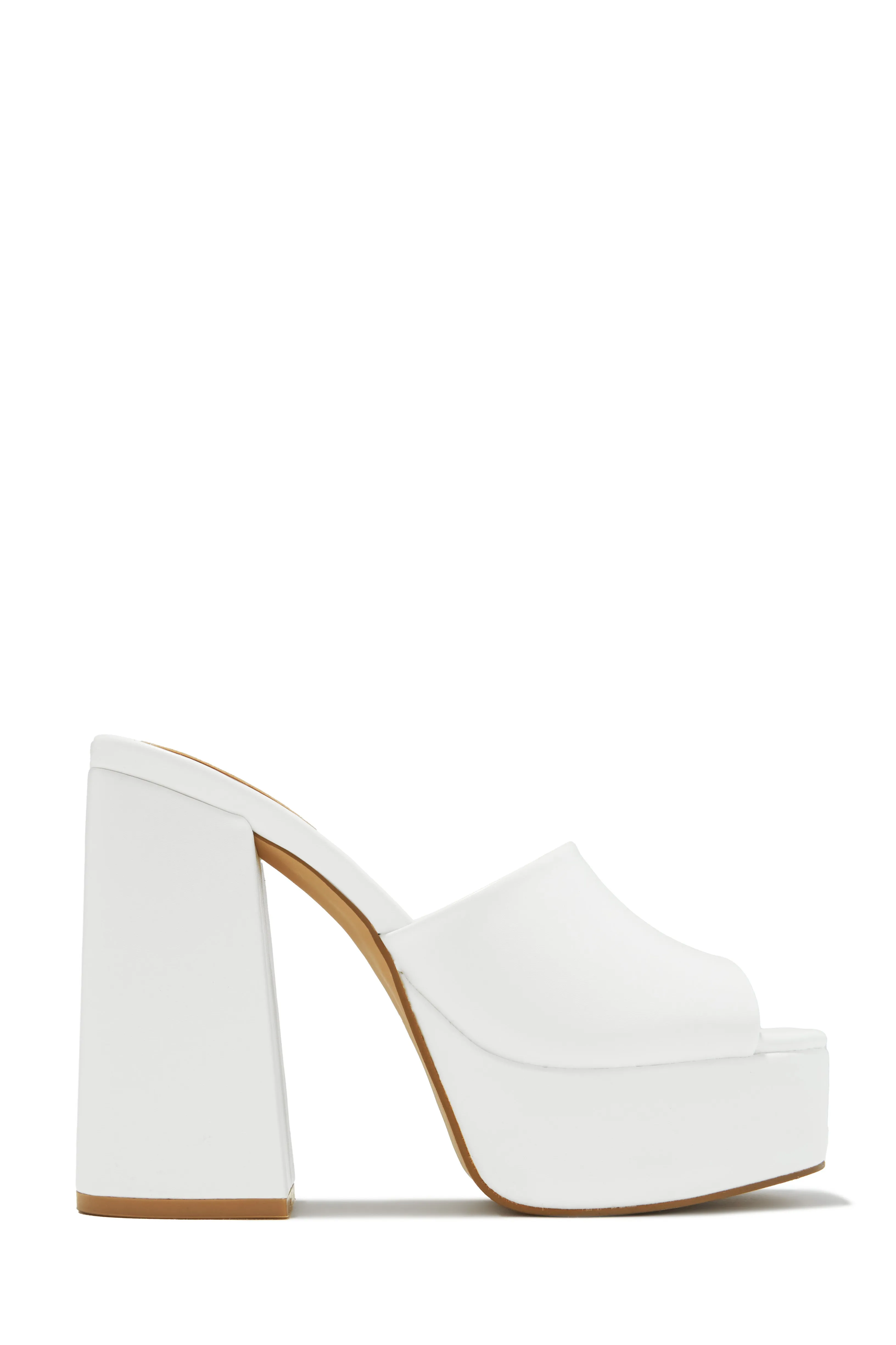 Emily Platform Block Heel Mules - White