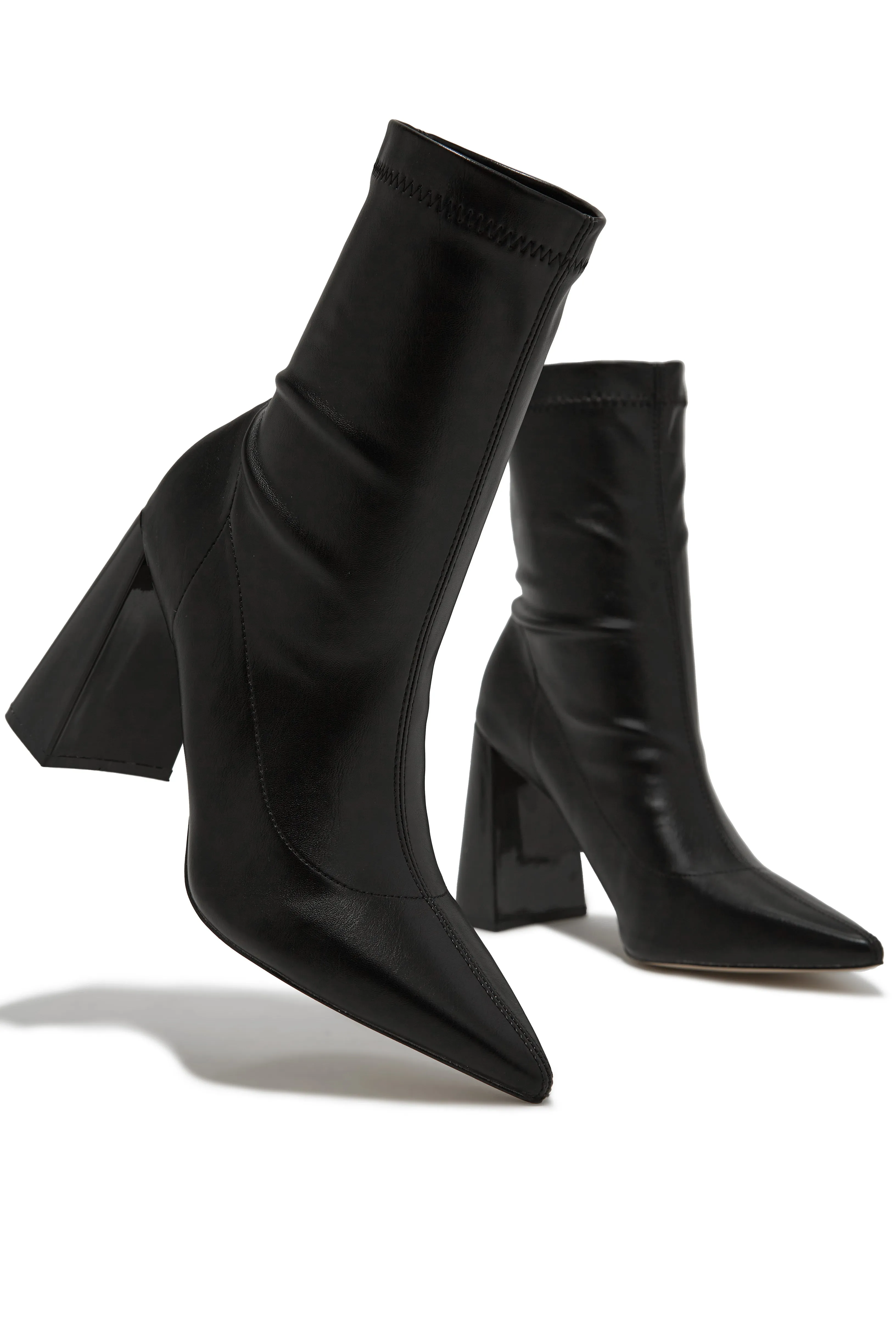 Giselle Block Heel Ankle Boots - Black