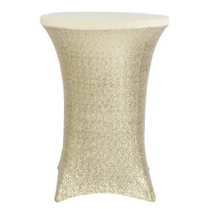 Glitz Sequin Spandex Cocktail Table Cover 30"-32" Round - Champagne