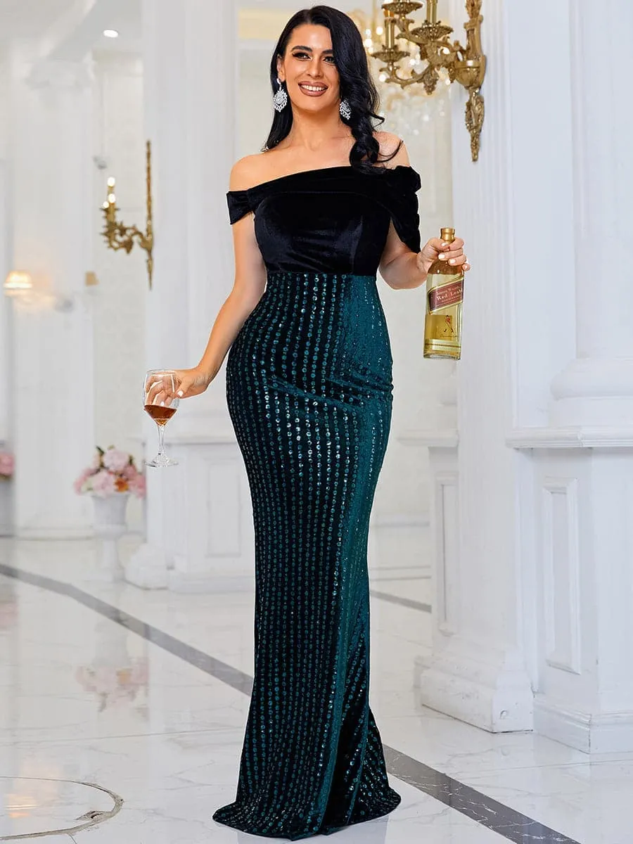 Green Sequin Evening Dress WY003