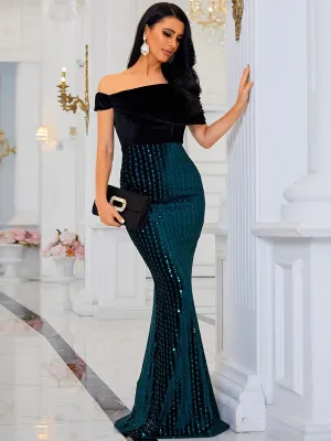 Green Sequin Evening Dress WY003