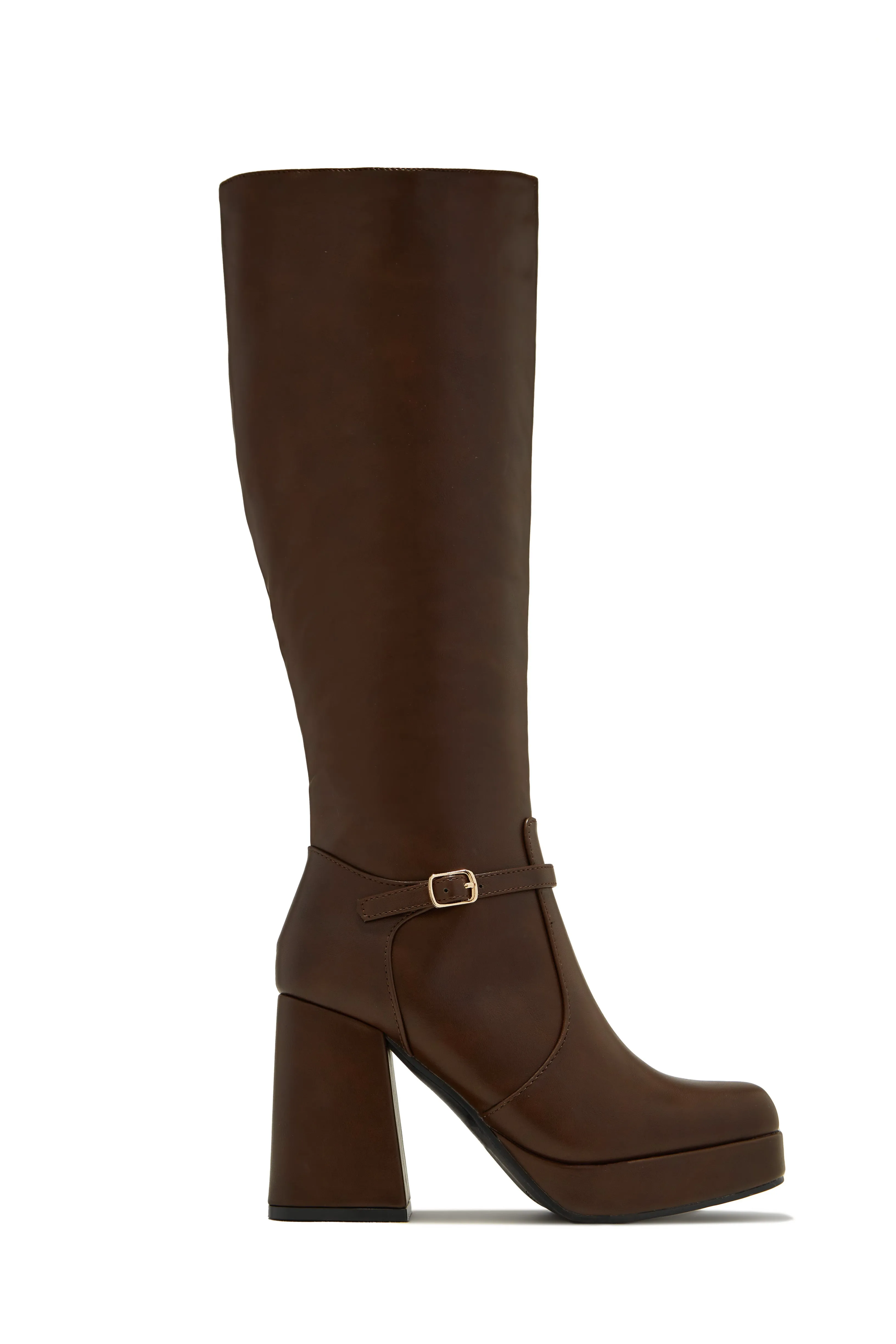 Hazelle Platform Block Heel Boots - Brown