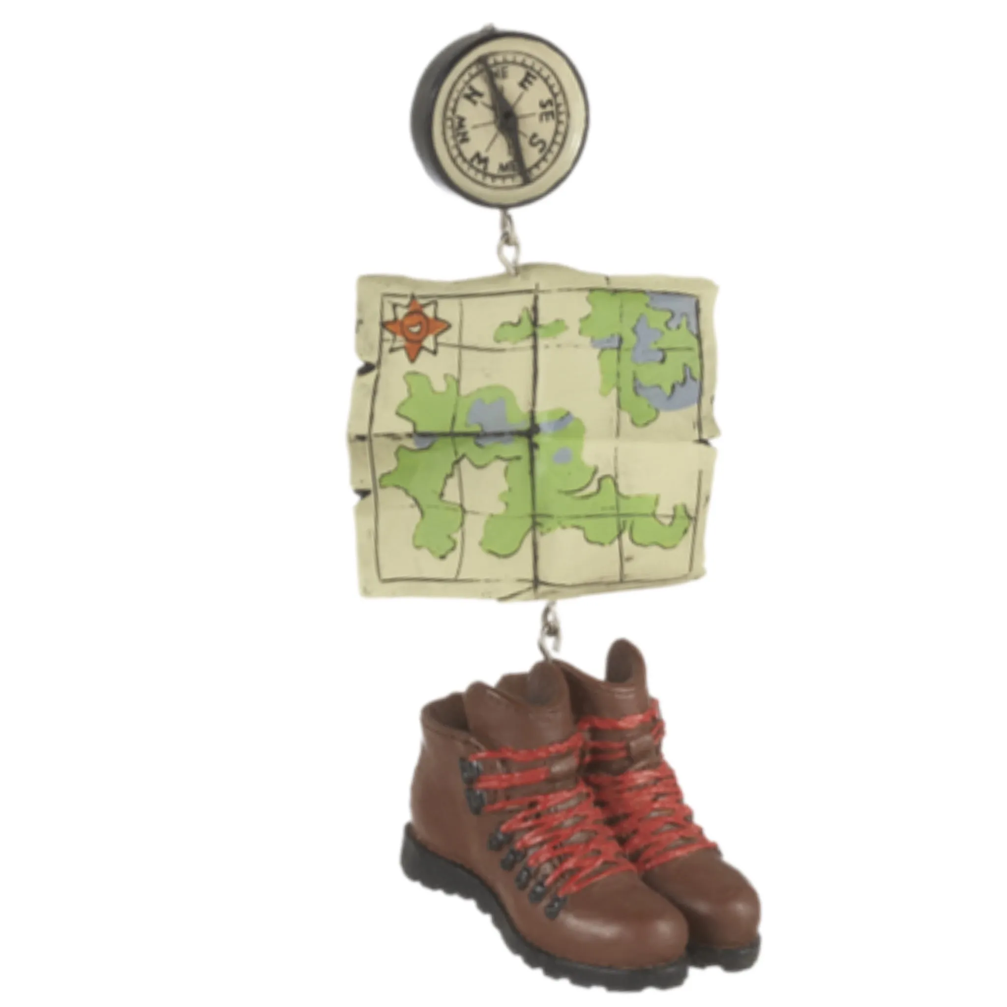 Hiking Boots And Map Ornament