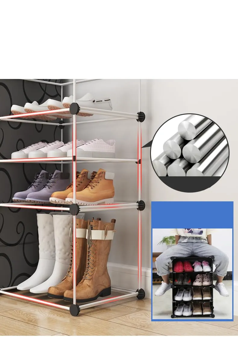 Homestic Shoes Cabinet | 3-Tier Foldable Shoe Rack Organizer for Closet | Plastic Shoe Shelf Collapsible Shoes Storage Box | Easy Assembly Shoe Cabinet with Lids | JL2C3TBK | Black