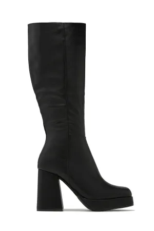 Hudson Platform Block Heel Boots - Black