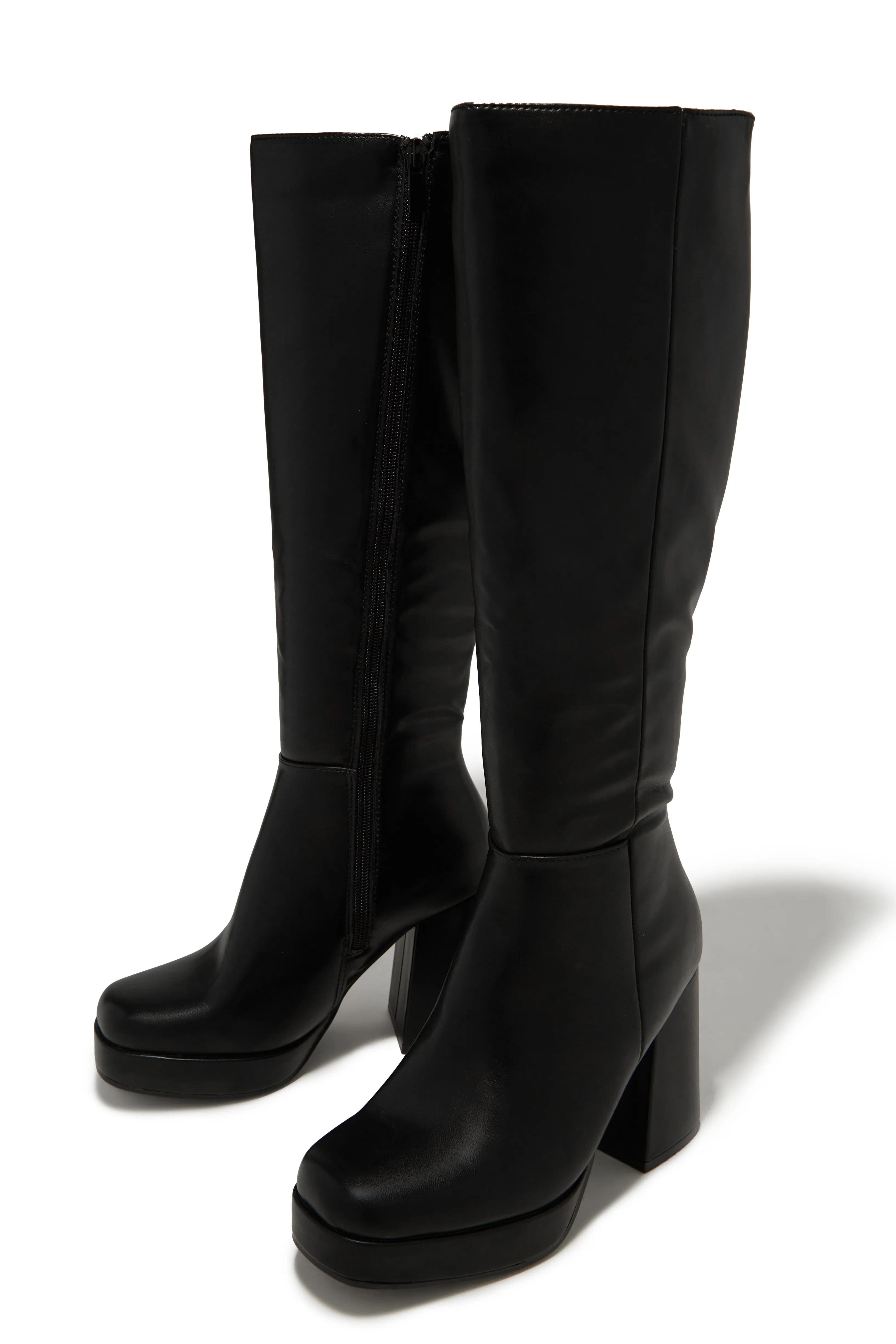 Hudson Platform Block Heel Boots - Black