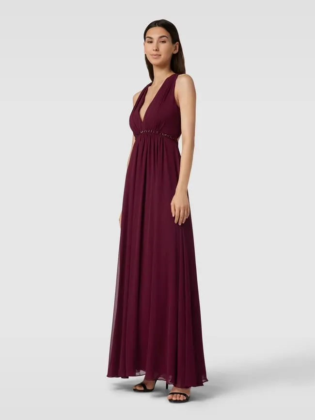 Jake*s Cocktail Ruffle Evening Dress, Cherry Red