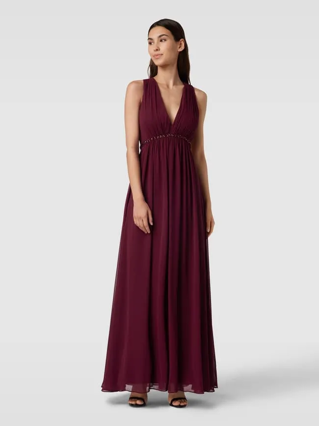 Jake*s Cocktail Ruffle Evening Dress, Cherry Red