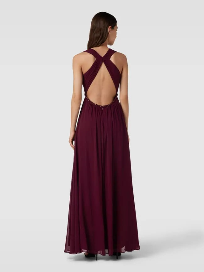 Jake*s Cocktail Ruffle Evening Dress, Cherry Red