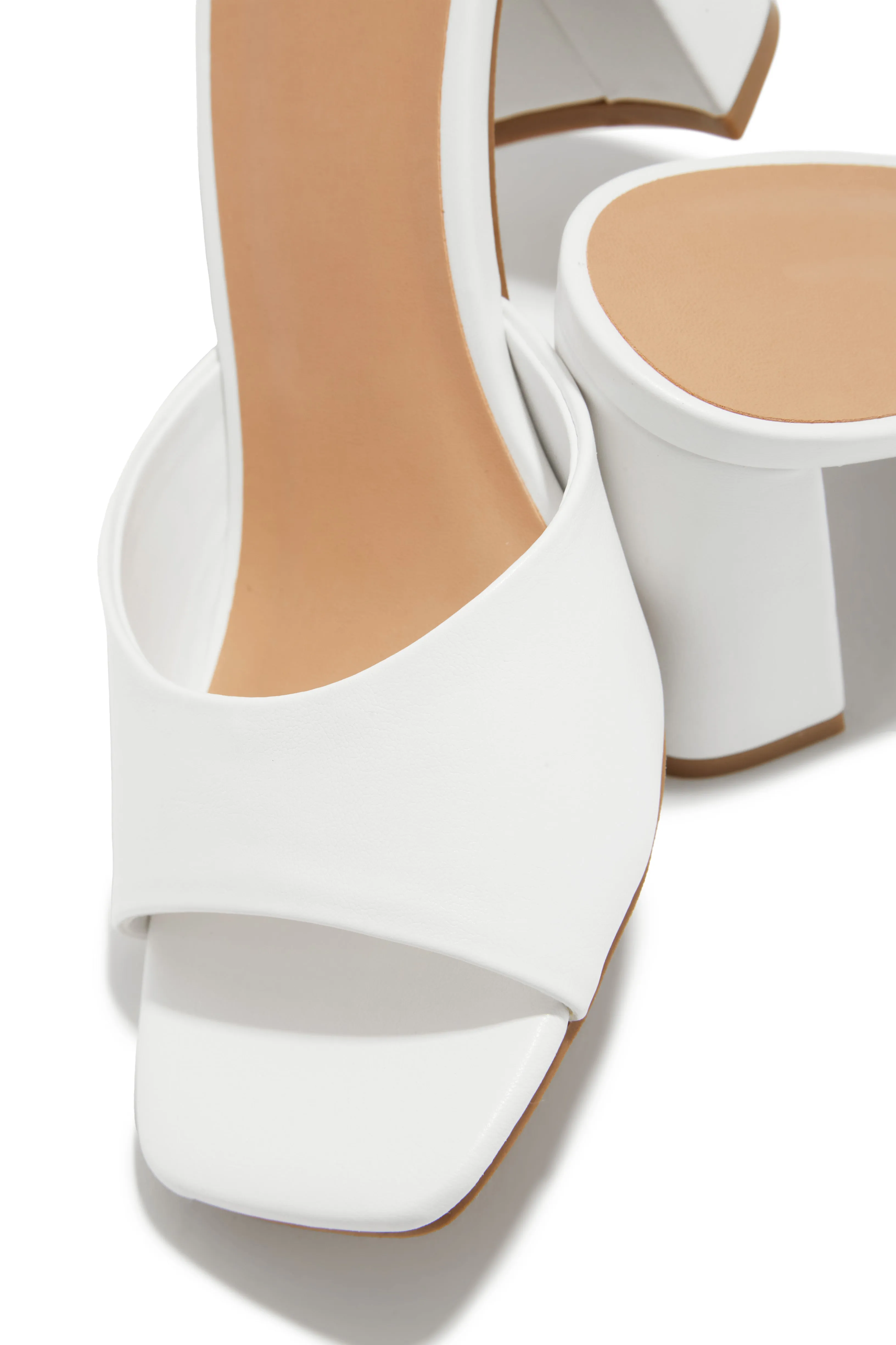 Layla Block Heel Mules - White