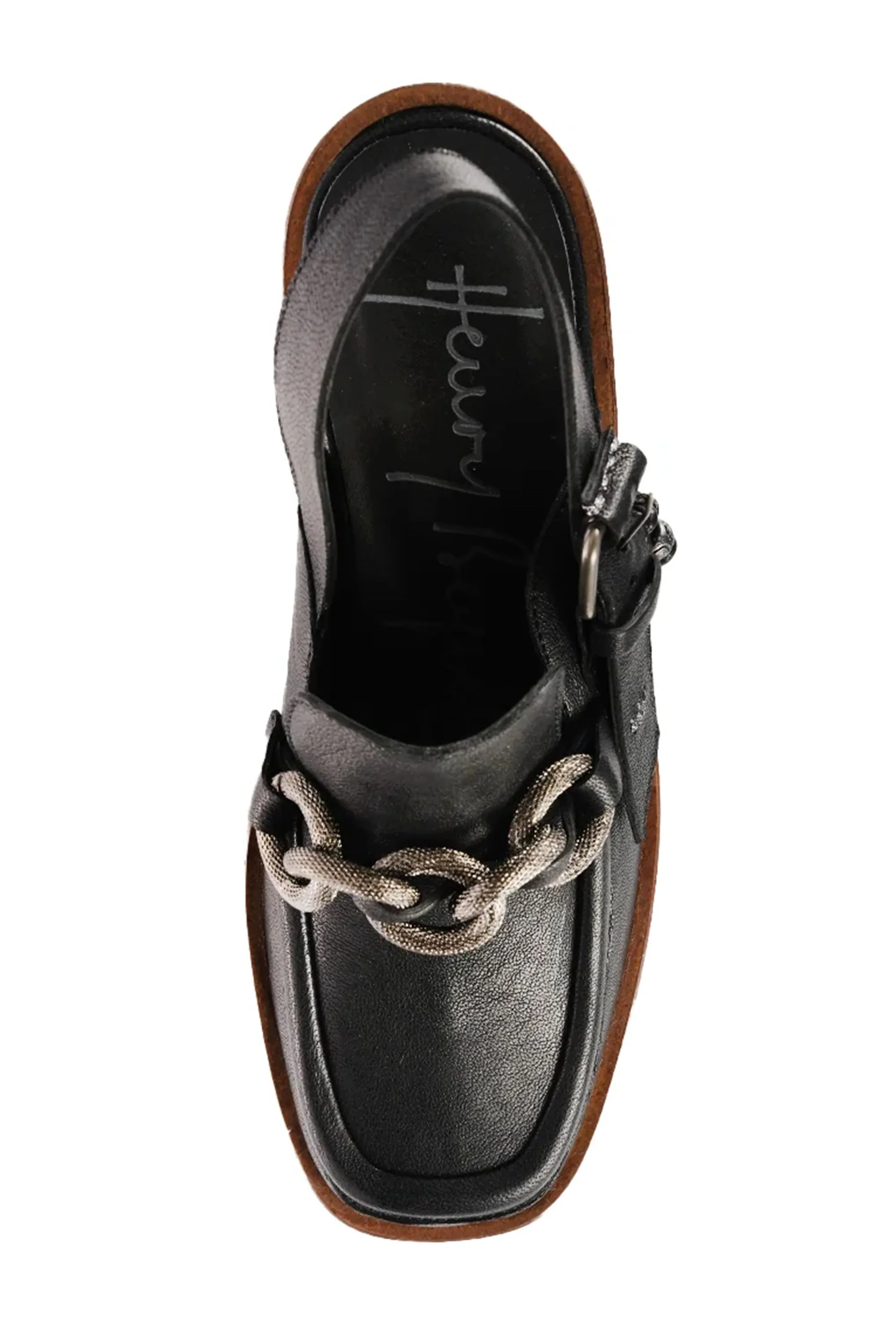 Leather Platform Moccasin Shoe in Old Iron Nero