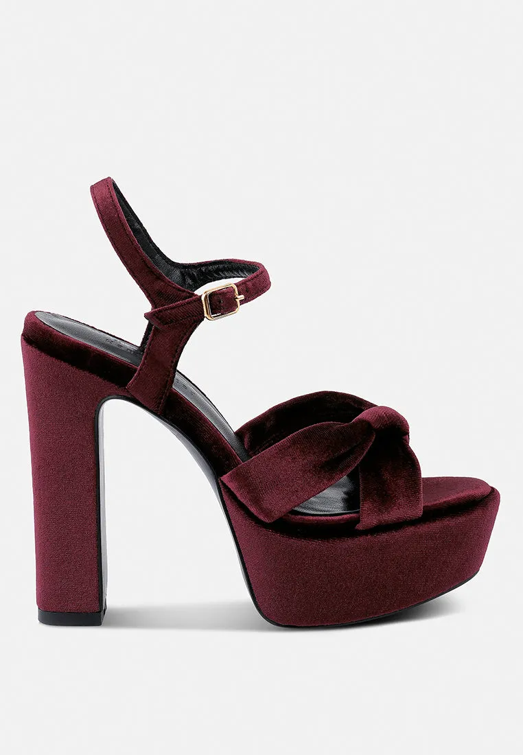 LIDDEL Burgundy Platform Heel Sandals