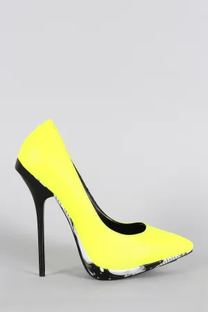 Liliana Magazine Print Neon Pointy Toe Stiletto Pump