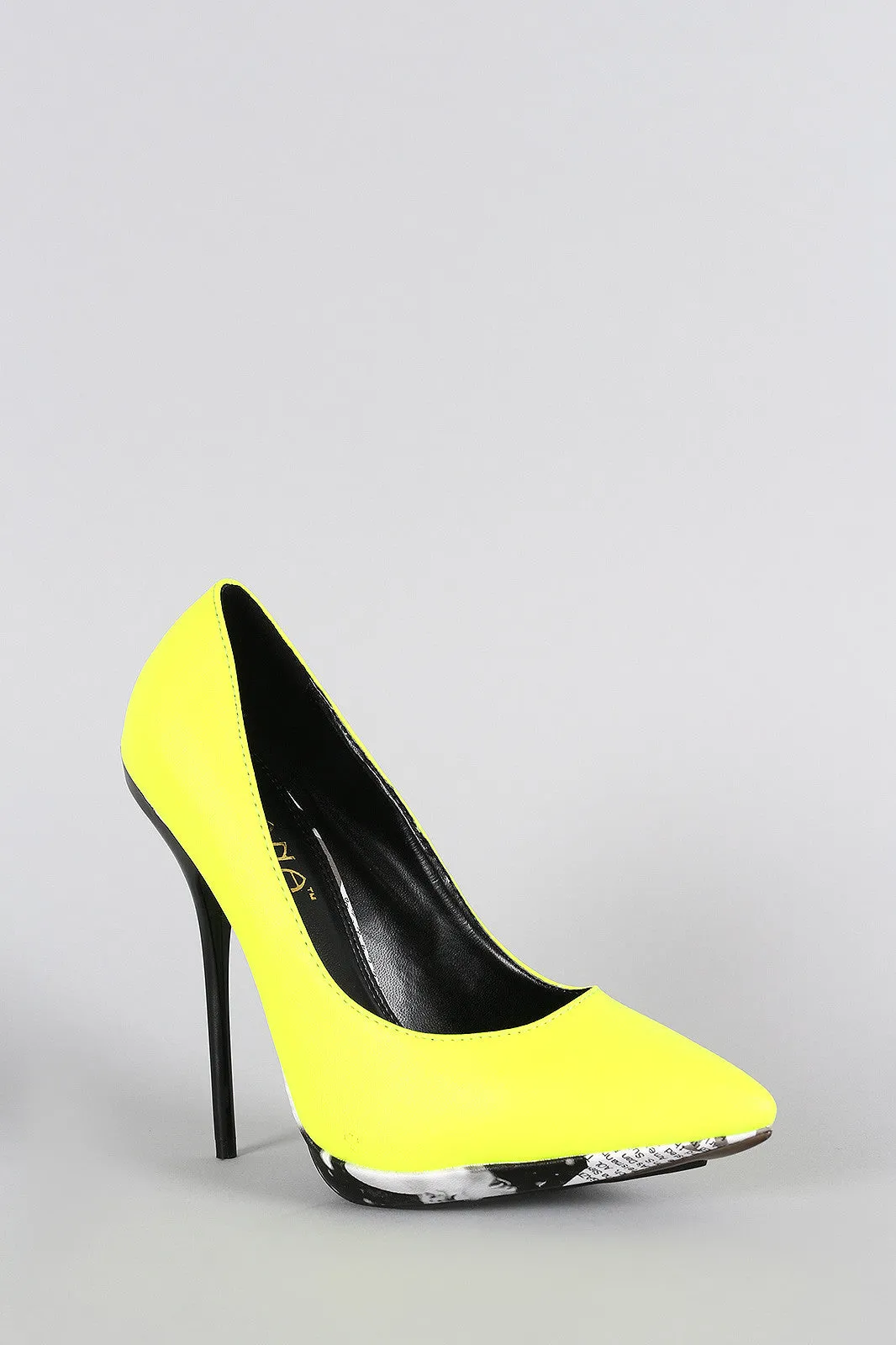 Liliana Magazine Print Neon Pointy Toe Stiletto Pump