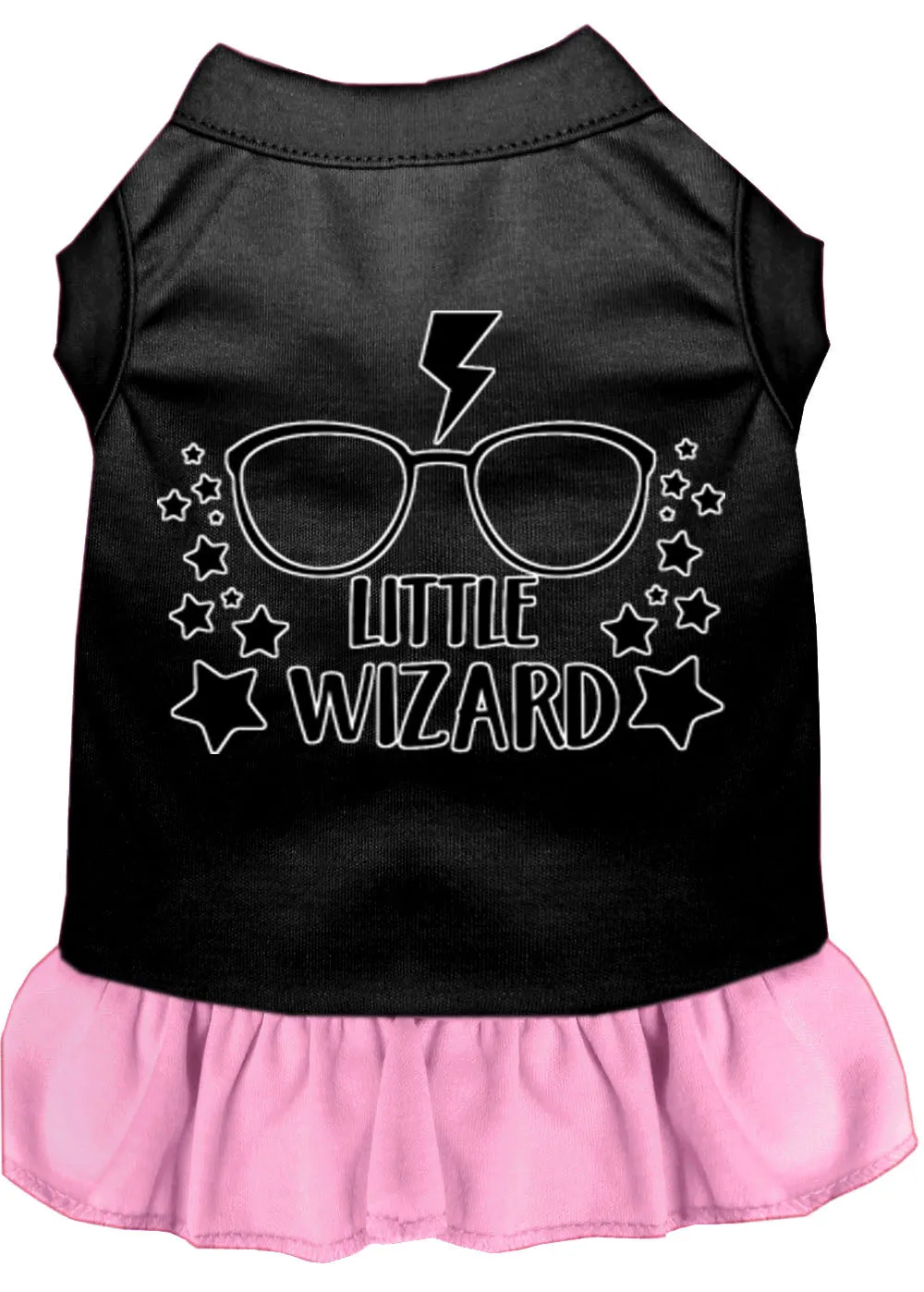 Little Wizard Screen Print Dog Dress Black With Light Pink Xxl (18)