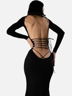 Luna Backless Lace-Up Dress