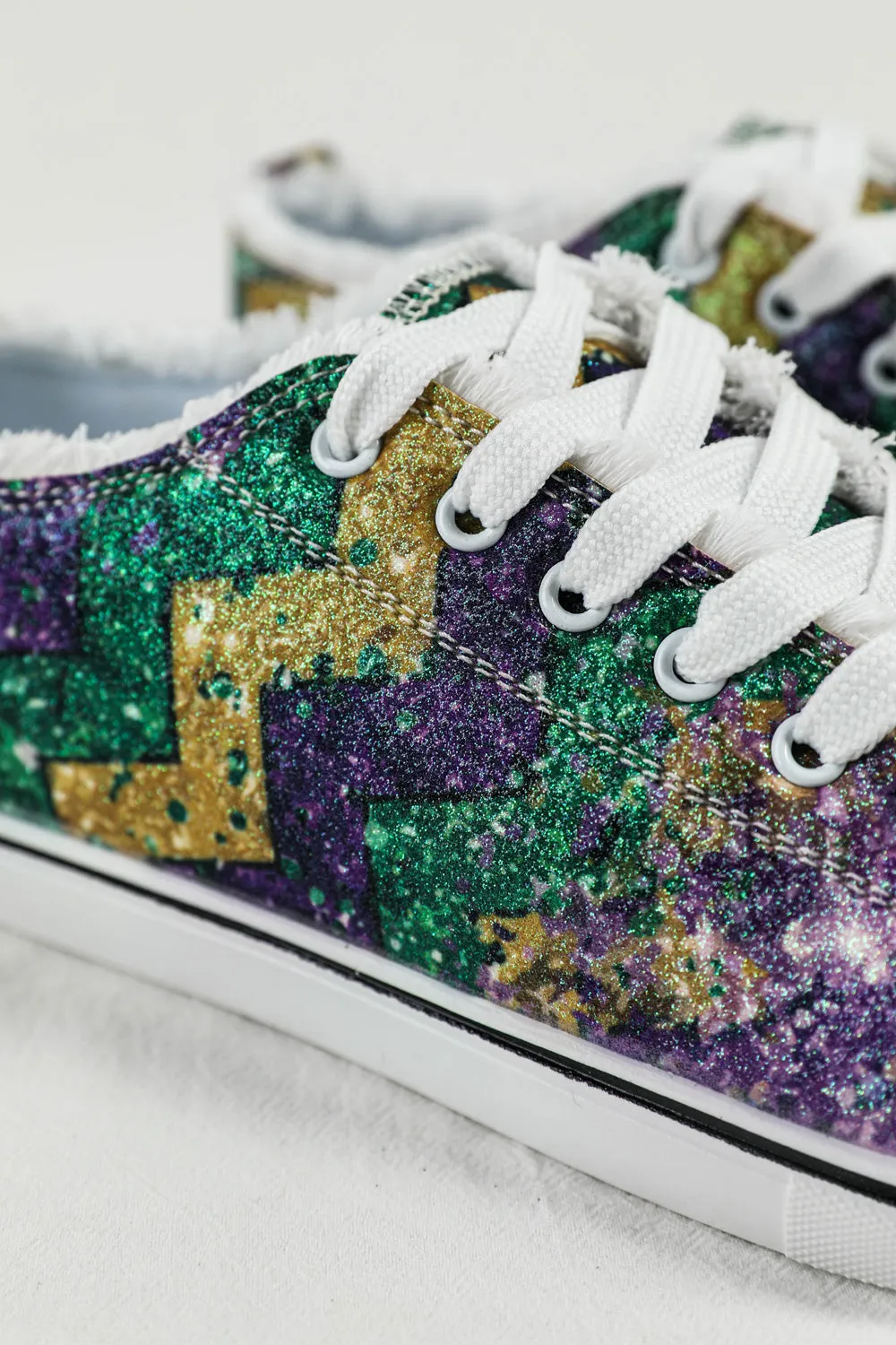 Mardi Gras Sneakers for Women Lace up Canvas Shoes