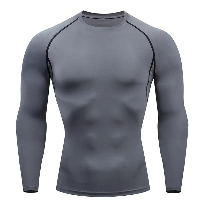 Men Compression Running T Shirt Fitness Tight Long Sleeve Sport Tshirt Training Jogging Shirts Gym Sportswear Quick Dry Rashgard