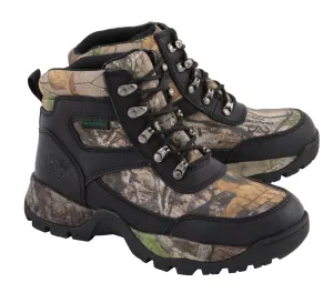 Milwaukee Leather MBM9140 Men's Black Waterproof Hiking Boots with Mossy Oak Print