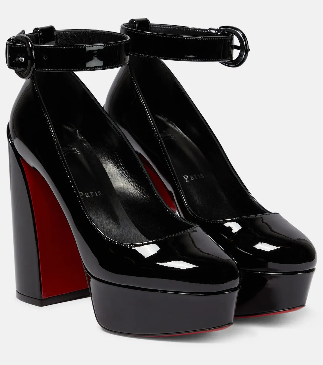 Movida Strap Christian Louboutin Patent Leather Platform Shoes, Black