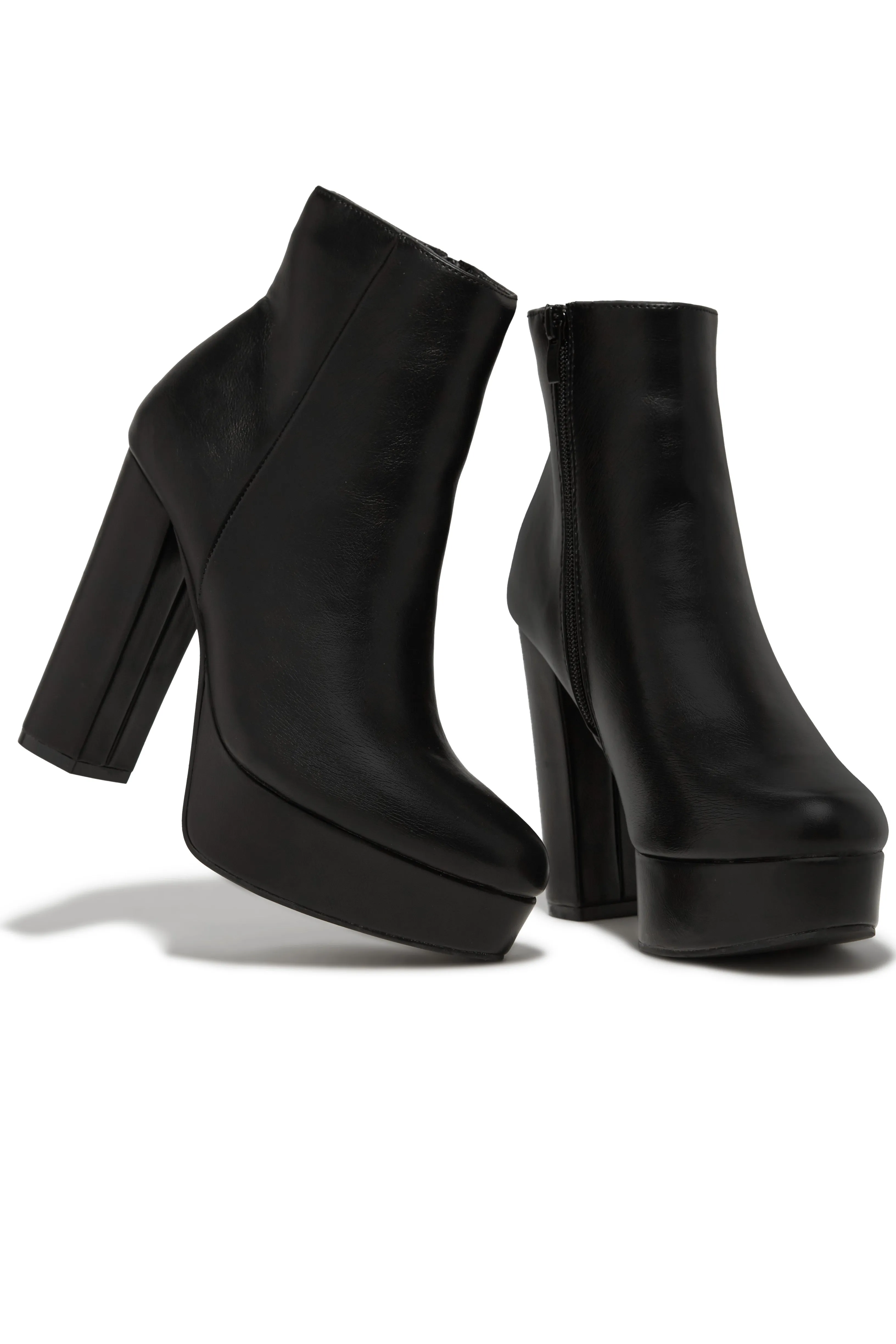 Oaklynn Platform Ankle Boots - Black PU